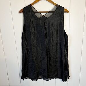 Coldwater Creek Black Top with Sheer Detailing. Size XL.